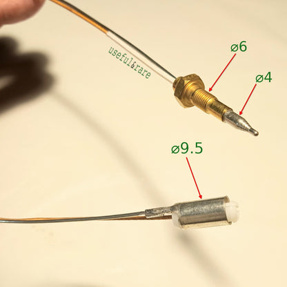 Gas appliances thermocouple L60cm thread ø6 + plug 9.5 mm