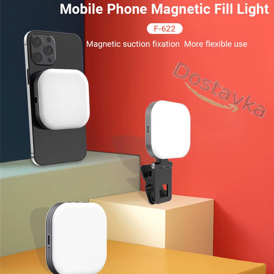 Mini Magsafe Magnetic LED Light for iPhone 15 14 13 12 Series with 1/4 Clip for Makeup Vlog