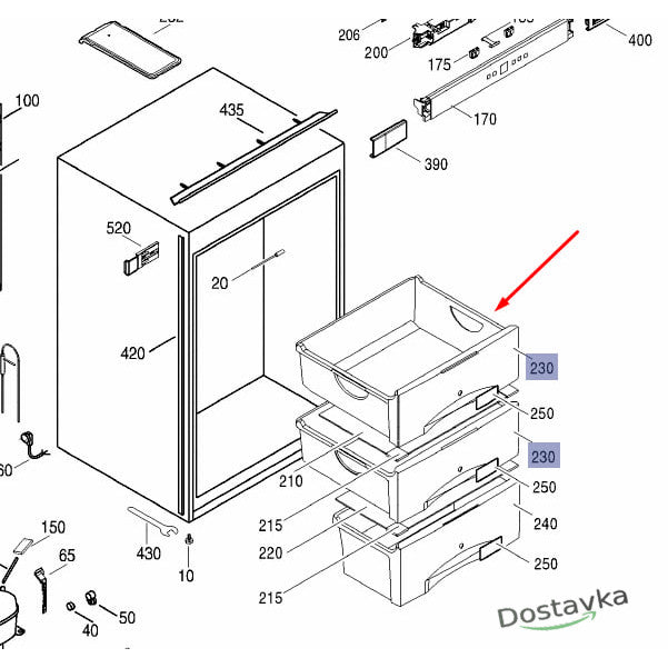 Freezer drawer (upper) 9791296 for refrigerator Liebherr IG 1024