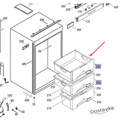 Freezer drawer (upper) 9791296 for refrigerator Liebherr IG 1024