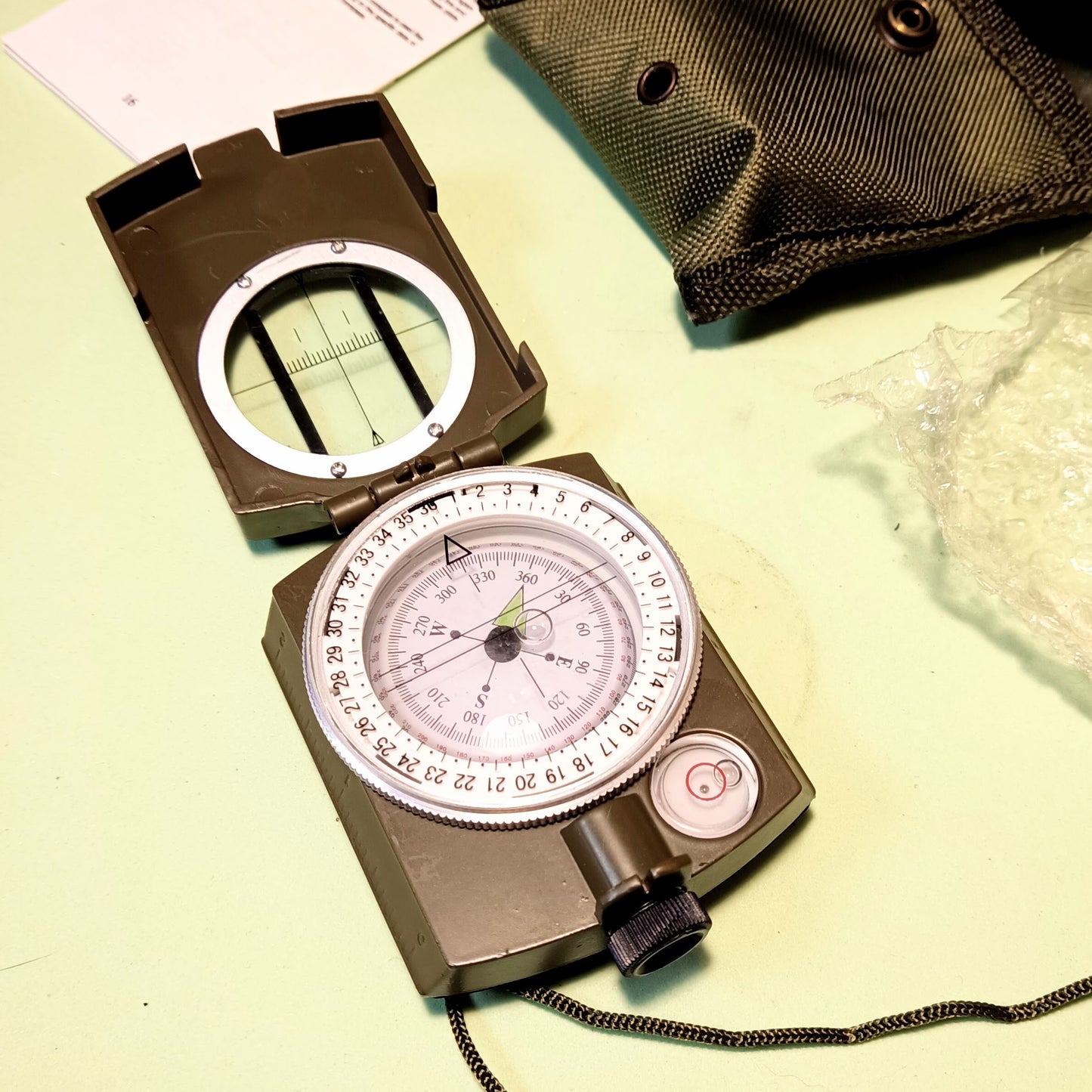 Lensatic prismatic compass tactical compass with lanyard and case