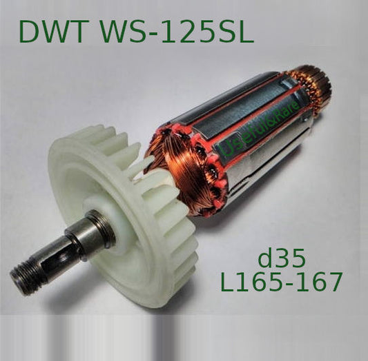 DWT WS-125SL angle grinder motor armature d35 L138-167 thread+spline