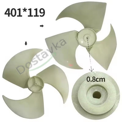 Impeller of the outdoor unit for air conditioning. D=401mm, H=119mm, D of the rod= 8mm (counterclockwise) black