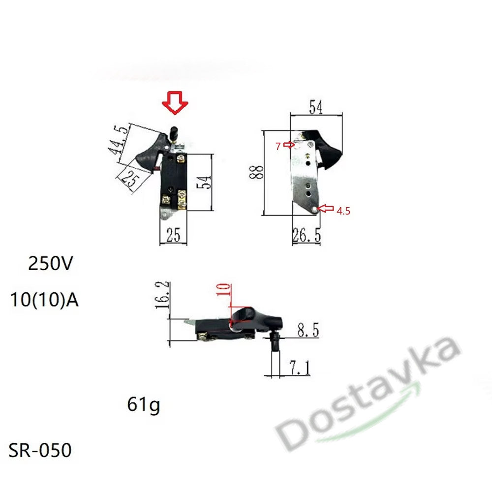 Electric hammer/ circular/ chain saw start switch Katlego/ Anhao FA2-10 10(10)A 250V