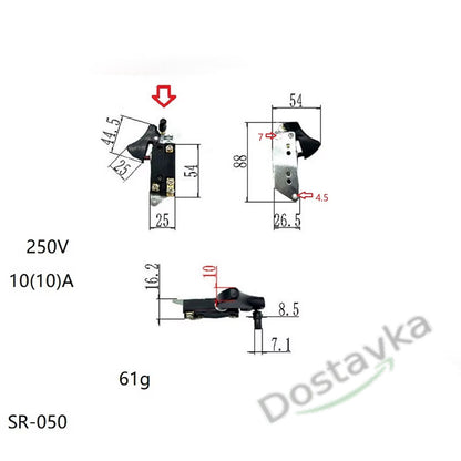 Electric hammer/ circular/ chain saw start switch Katlego/ Anhao FA2-10 10(10)A 250V
