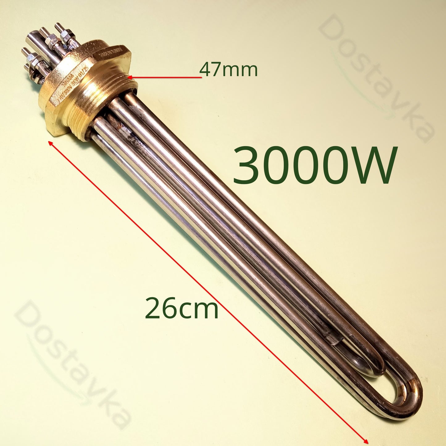SINAN Electric Boiler Heating Element (3000W, SS, L260, 1.5", 48mm)
