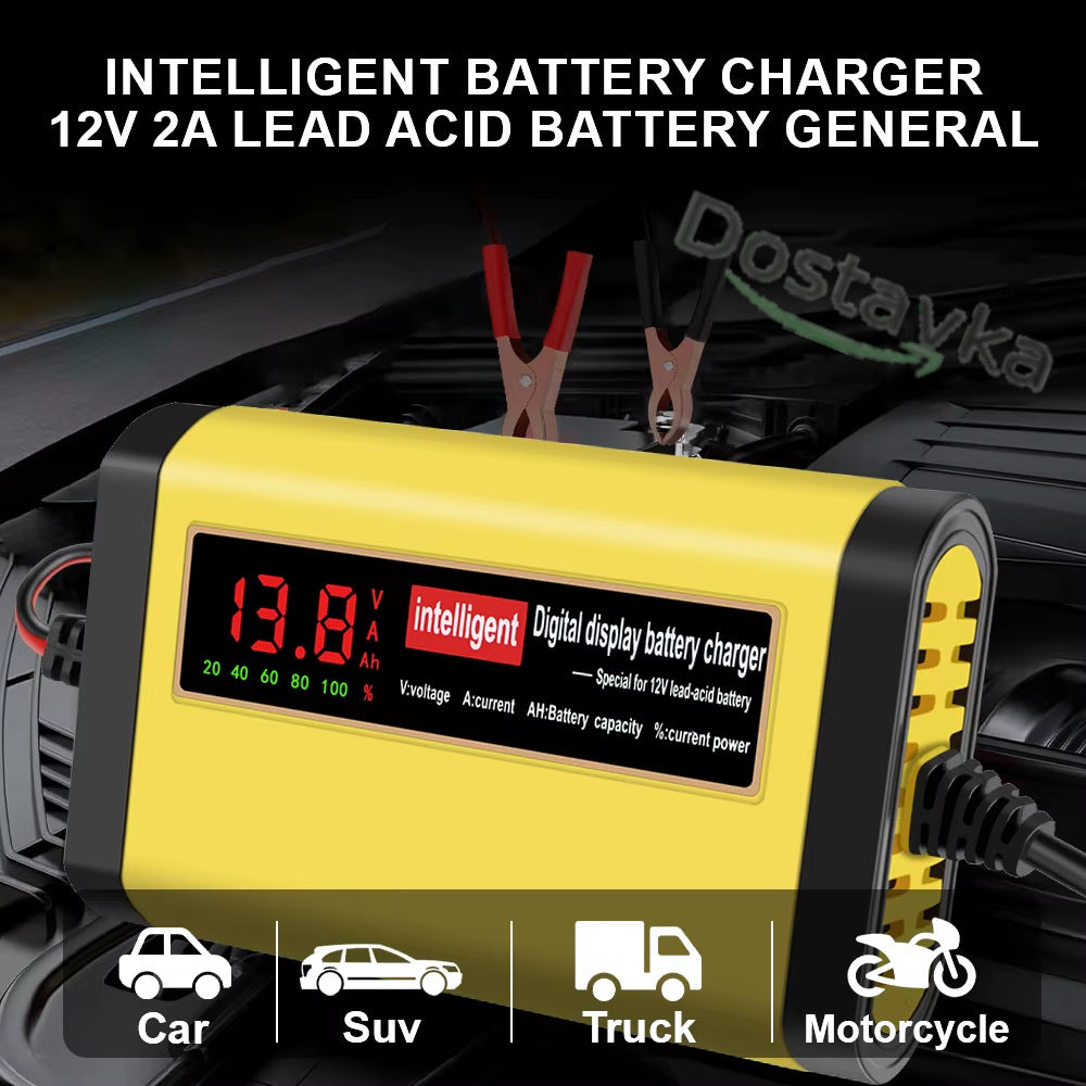Foxsur FBC122408D 12V 8A/24V 4A Yellow Automatic Pulse Car Battery Charger