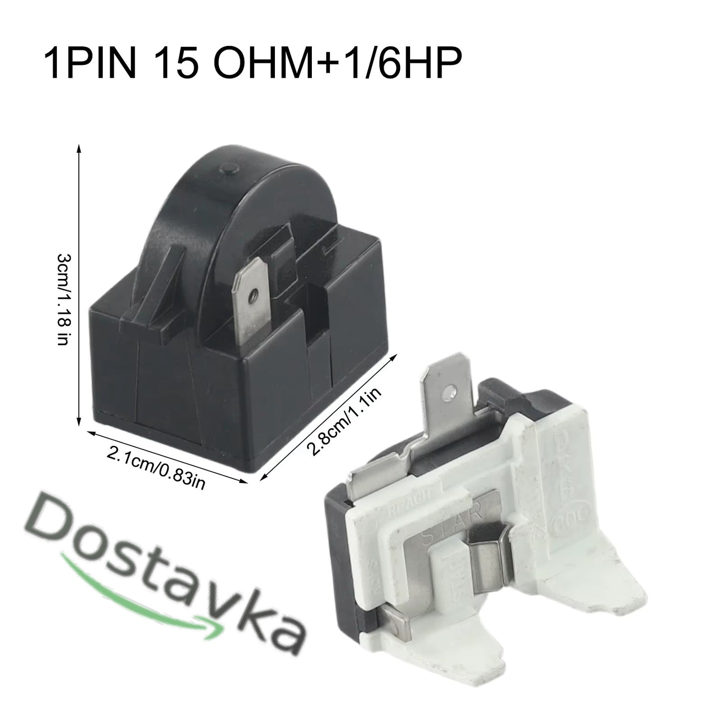 Starting and protective kit QP2-15 (1 pin) for refrigerator Atlant/ Beko/ LG/ Indesit with compressor R600a