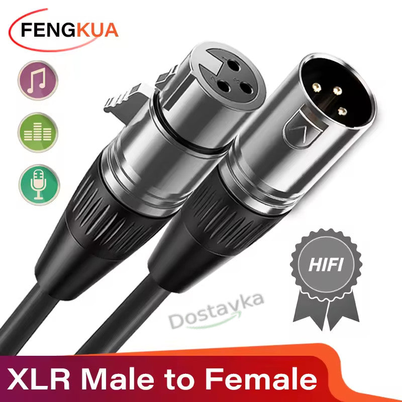 3-Pin XLR Male to Female Microphone Cable for Mixer/Amp/Sound Card