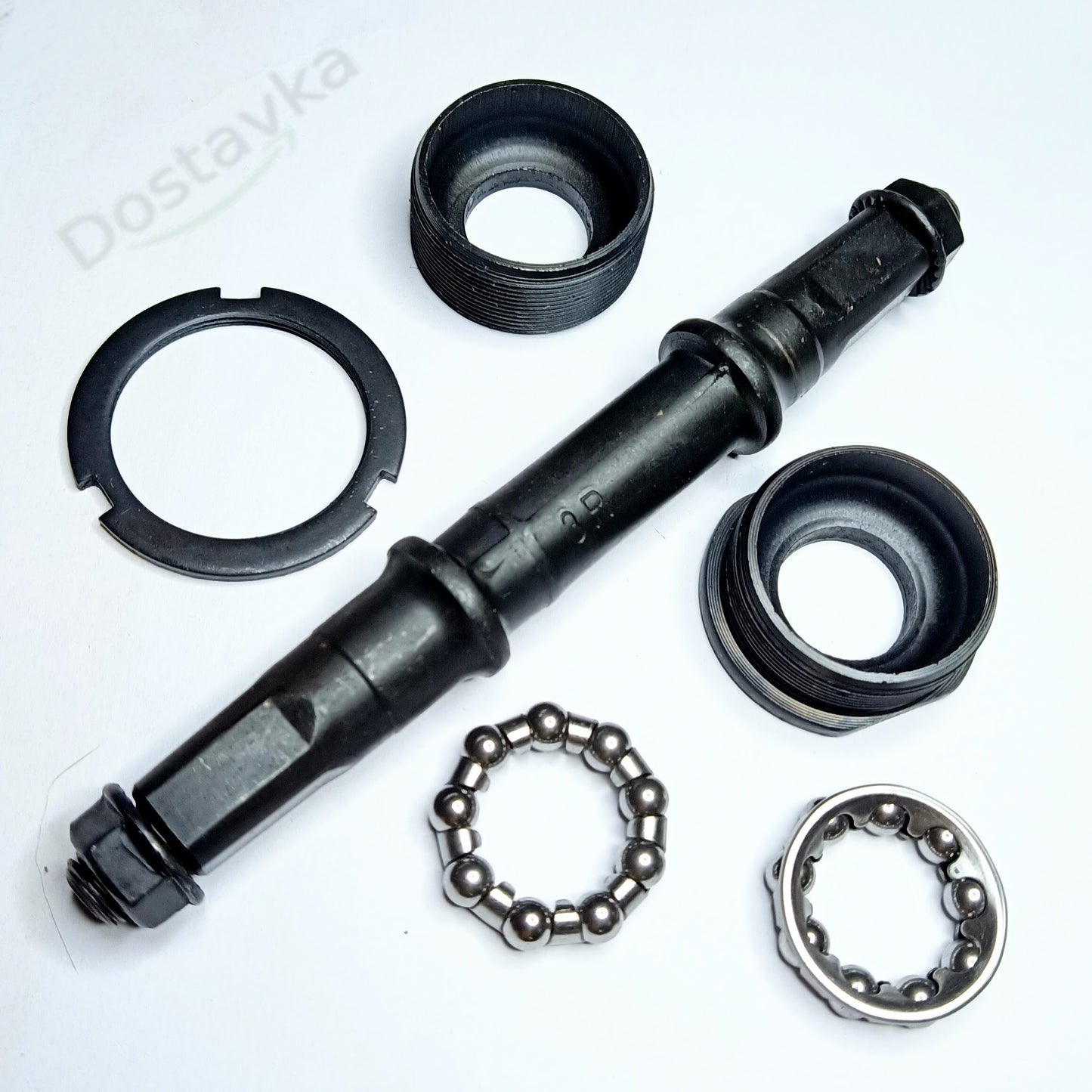 Bike Bicycle Bottom Bracket Axle (147mm, Square Taper, Bearings)