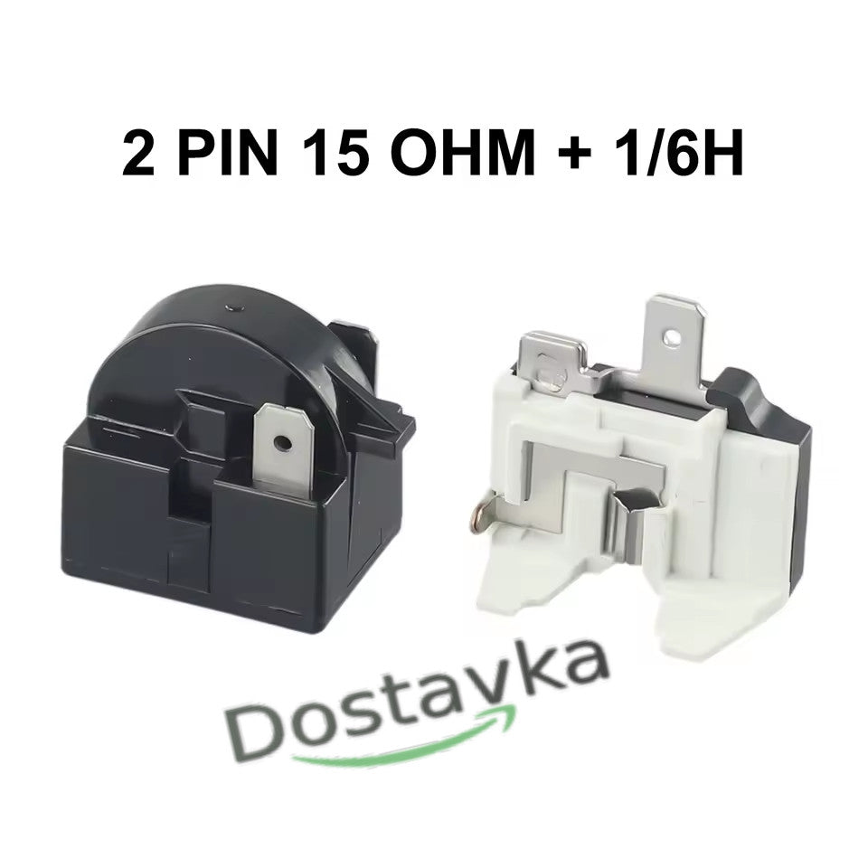 Starting and protective kit 15 Ohm 1/6H (2 pin) for refrigerator with compressor R600a