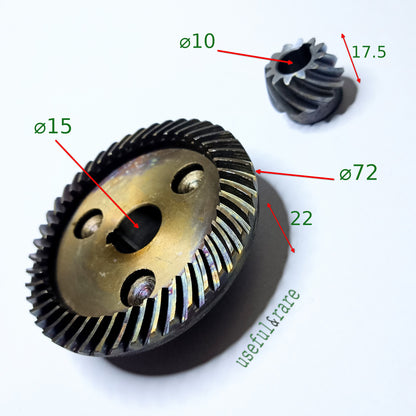 Gears d72*15 d10*h17.5 for 230th angle grinder Interskol, UralStal