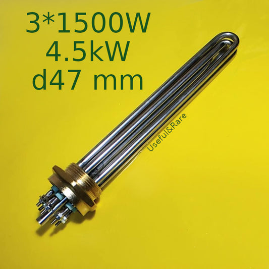 Stainless steel water heating element 4.5 kW (220-380V) external thread 47 mm