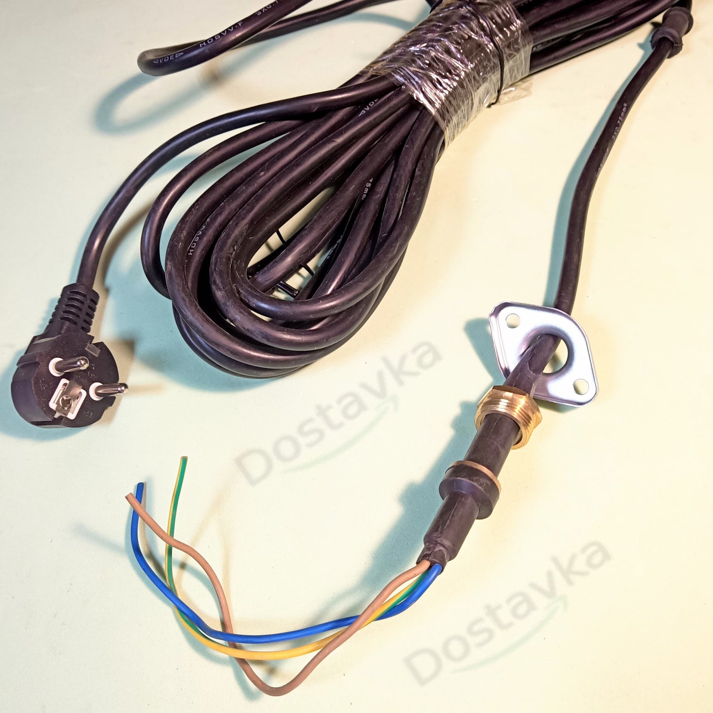Drainage Pump Power Cable (H05VV-F 3G0.75, 6.5m, d20 Nut, Pressure Plate)