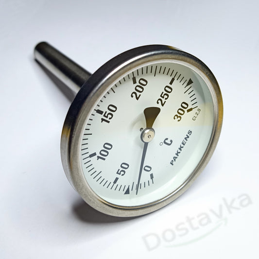 Bimetallic Thermometer ø63mm 300°C 100mm Stem 1/2" (20mm) Thread