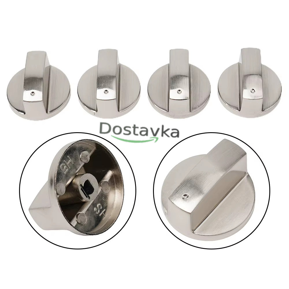 Metal silver control knob for oven hob Hansa/ Gorenje 6 mm 4*6 d37 h19