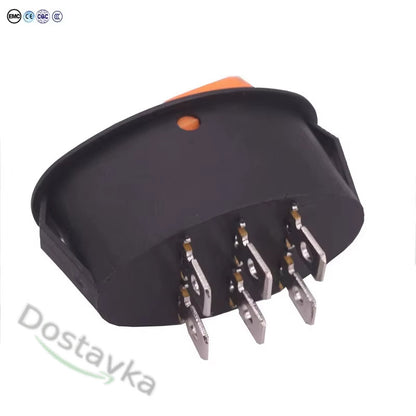 Switch Taiheng TH1 6-pin "ON/O/R" 15A 250V T85 for meat grinder Delfa, Saturn, Scarlett, Shivaki