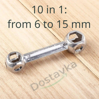 Dogbone Shaped Universal Bicycle Repair Wrench (10 in 1: 6 to 15)