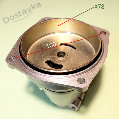 Weed trimmer upper gearbox on 26 mm pipe-rod (9 spline shaft), 77 mm clutch, 100 mm fasteners (h119)