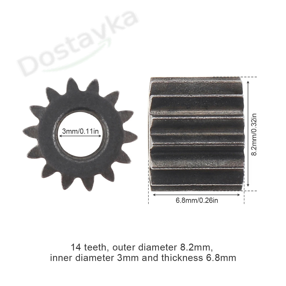 Drill Gearbox Gear (14 Teeth, 3mm Shaft)
