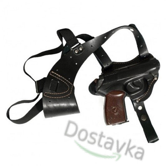 Leather operational chest holster with combined mount for Makarov PM pistol
