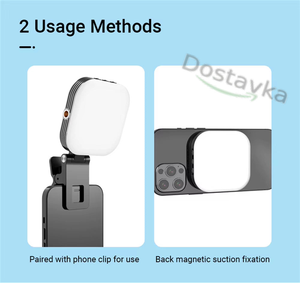 Mini Magsafe Magnetic LED Light for iPhone 15 14 13 12 Series with 1/4 Clip for Makeup Vlog