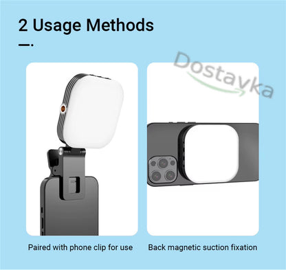 Mini Magsafe Magnetic LED Light for iPhone 15 14 13 12 Series with 1/4 Clip for Makeup Vlog