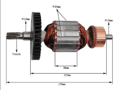 Makita HM1203 115V demolition hammer motor armature d54 L127-178 t7