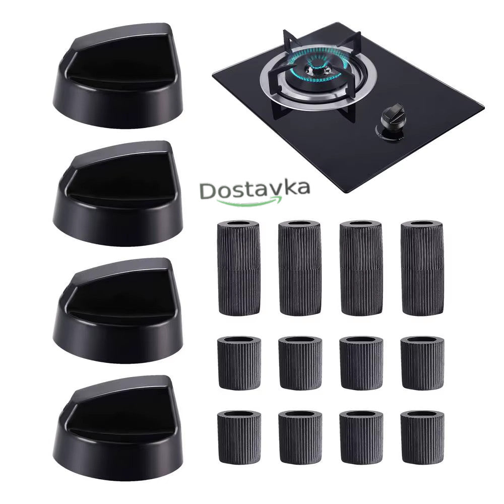 Universal control knobs (4 pcs) + 12 adapters for 6/8 mm for any stove models