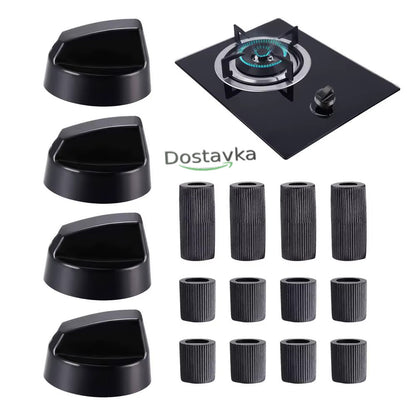 Universal control knobs (4 pcs) + 12 adapters for 6/8 mm for any stove models