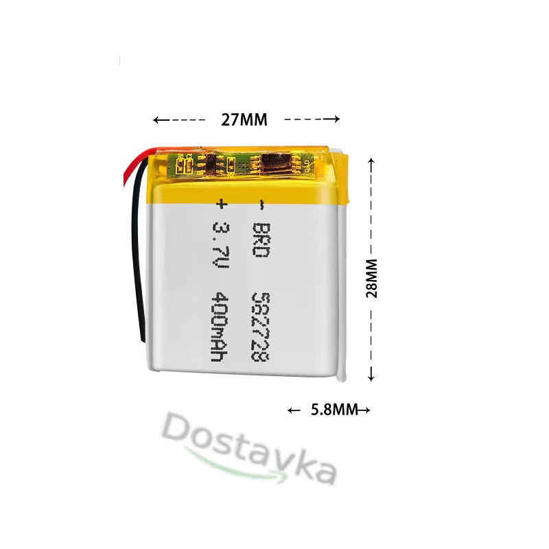 Lithium Polymer Battery 582728 400mAh 3.7V (28x27x5.8) for MP3 MP4 GPS Toys Bluetooth Headset Smart Watch LED Lamp