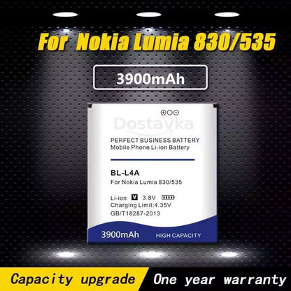 Nokia Phone Battery Lumia (BL-L4A, Li-ion, 3.7V, 3900mAh)