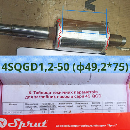 Sprut 4SQGD1,2-50 Borehole Pump Motor Rotor (ф49,2*75) (combi) (A36)