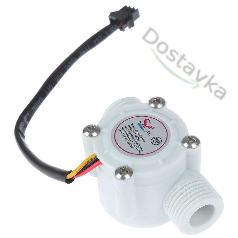 Water Flow Sensor Hall Effect Flow Meter 1-30 L/min for Arduino Systems