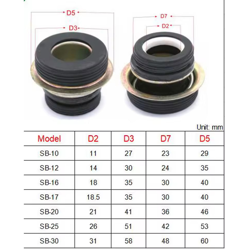 Механическое уплотнение вала водяного насоса чистой воды SB-10/12/16/17/20/25/28/30 мм