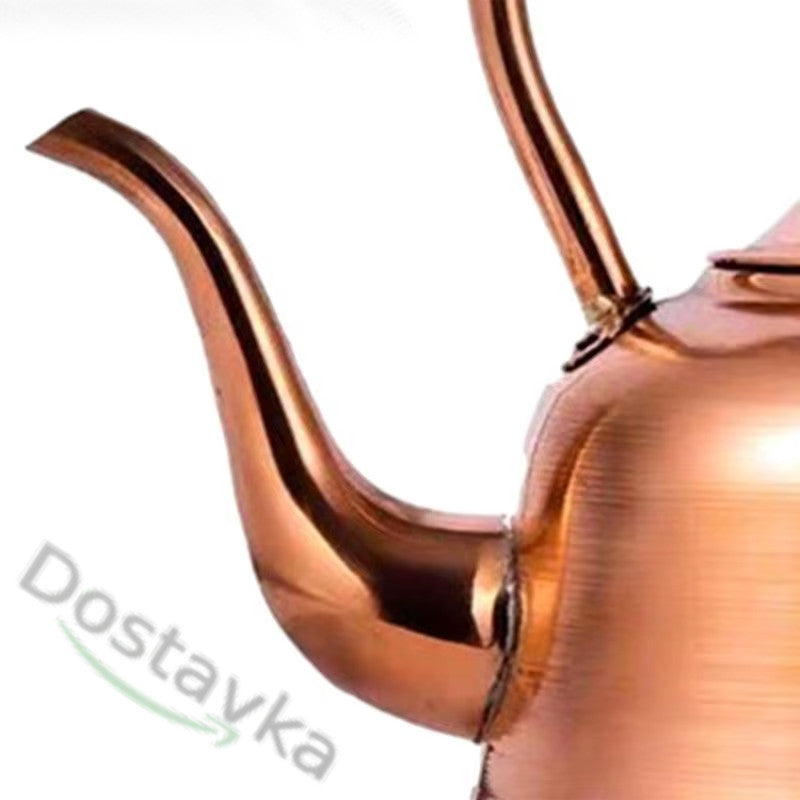 Copper Elegant Kettle with Heat Resistant Handle for Camping and Induction Cooker