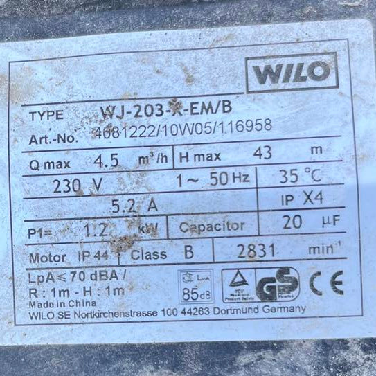 Wilo WJ 202/203 EM centrifugal pump diffuser assembly