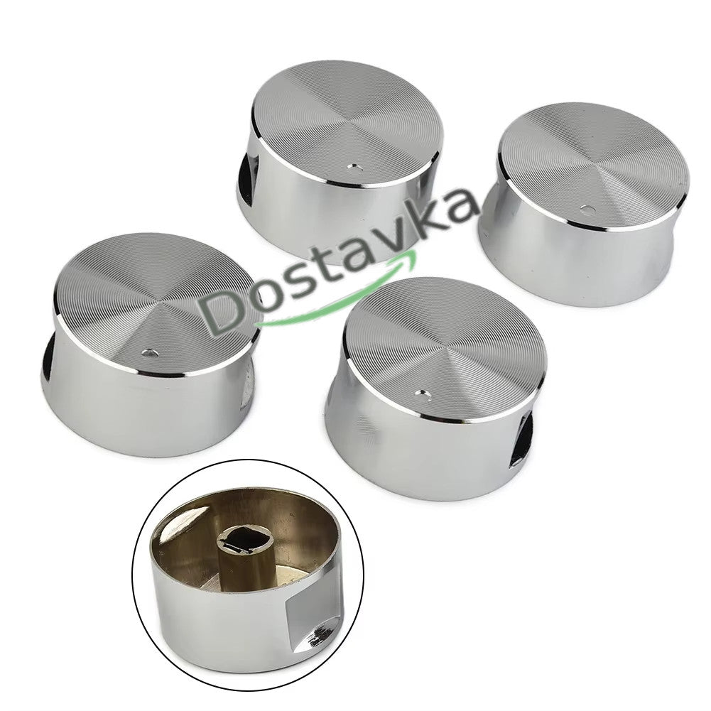 Metal silver control knob for oven hob Hansa/ Gorenje 6 mm 4*6 d37 h19