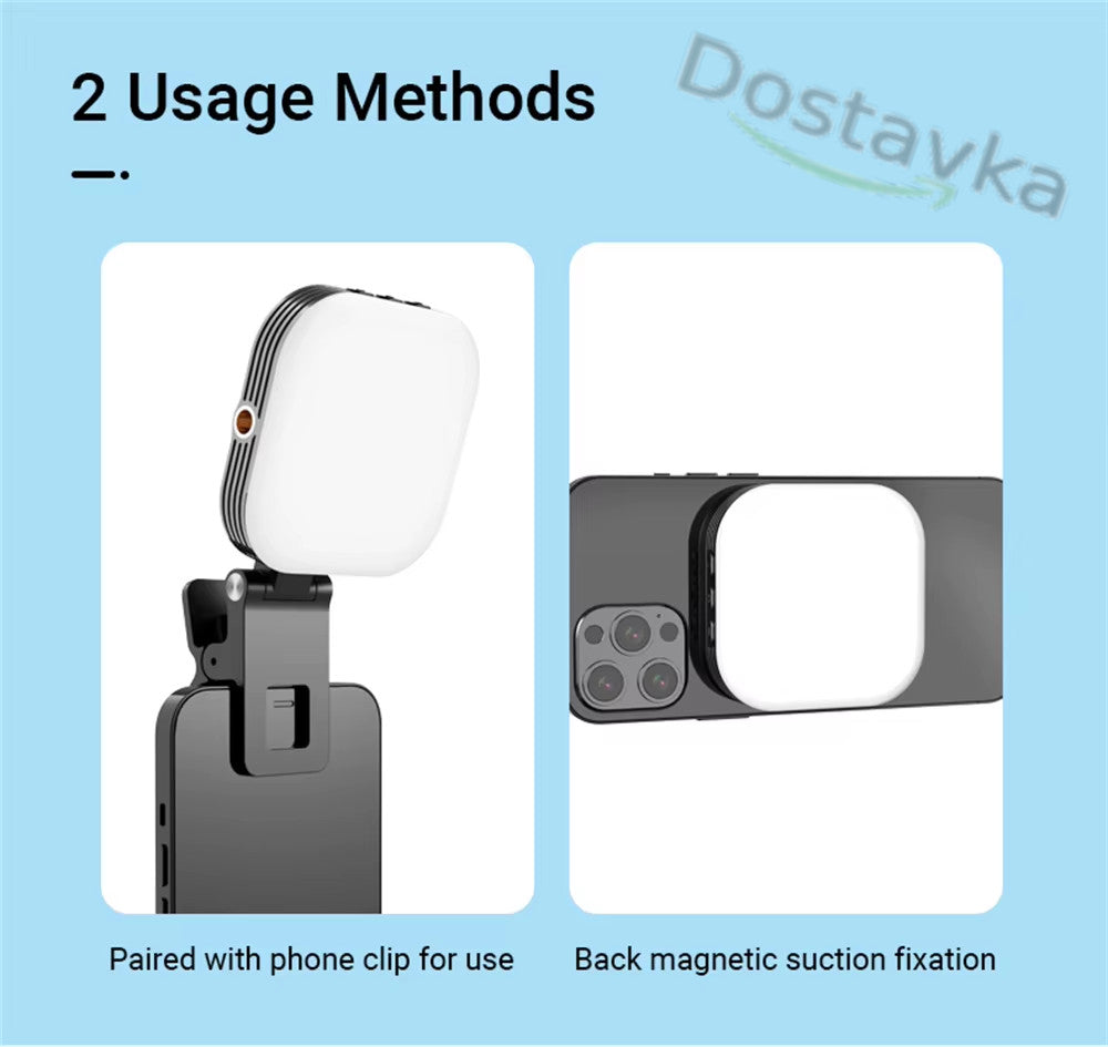 Mini Magsafe Magnetic LED Light for iPhone 15 14 13 12 Series with 1/4 Clip for Makeup Vlog