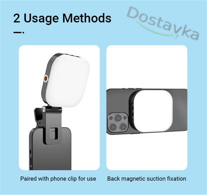 Mini Magsafe Magnetic LED Light for iPhone 15 14 13 12 Series with 1/4 Clip for Makeup Vlog