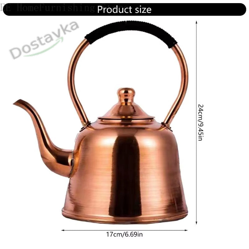 Copper Elegant Kettle with Heat Resistant Handle for Camping and Induction Cooker