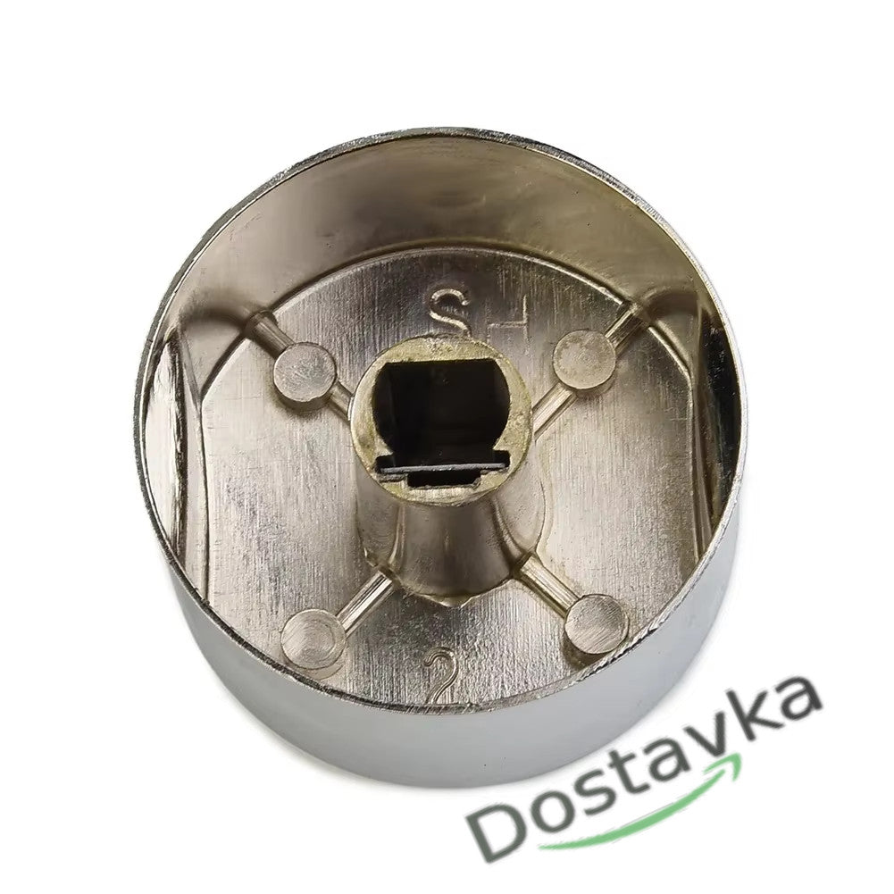Metal silver control knob for oven hob Hansa/ Gorenje 6 mm 4*6 d37 h19