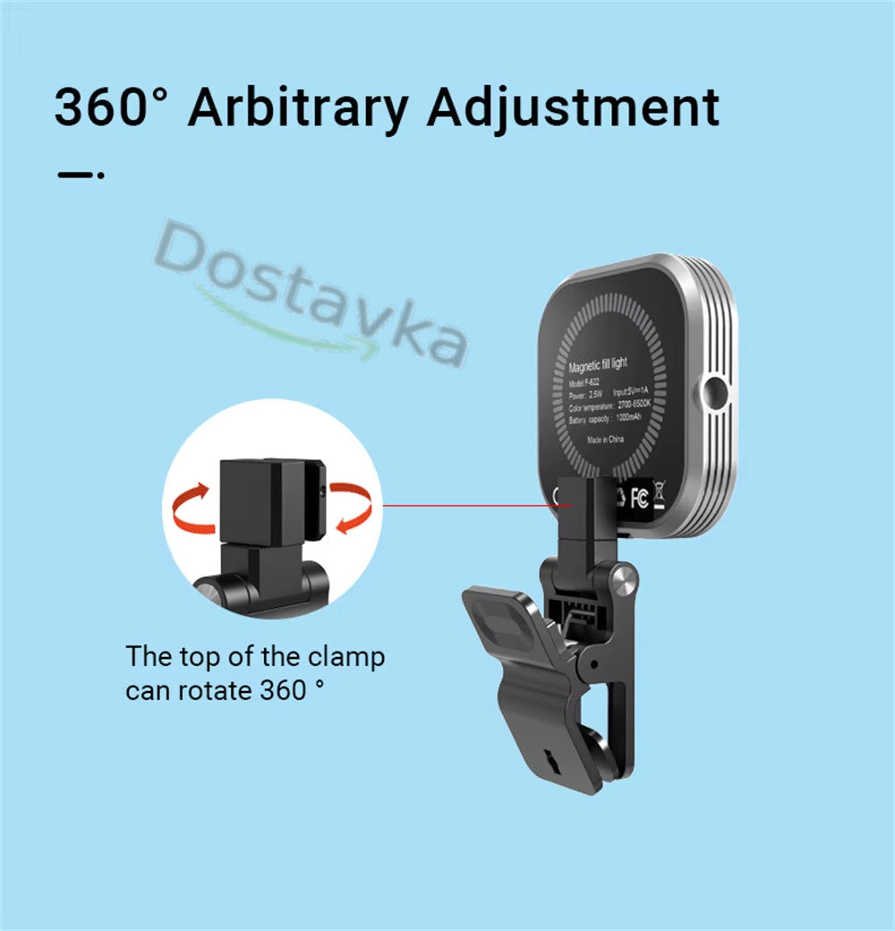 Mini Magsafe Magnetic LED Light for iPhone 15 14 13 12 Series with 1/4 Clip for Makeup Vlog