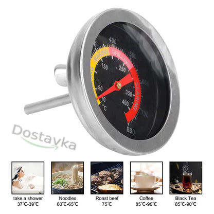 Metal Thermometer for Oven, Kitchen, Home, Grill, Smokehouse, BBQ, Baking (0-400/500℃ Sensor)