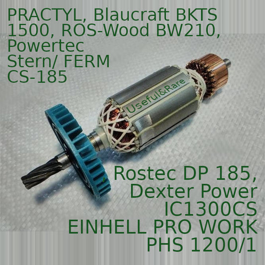 Circular saw PRACTYL, Stern CS-185, Einhell PRO WORK PHS 1200/1 motor armature CS-185 L174 d41 t6