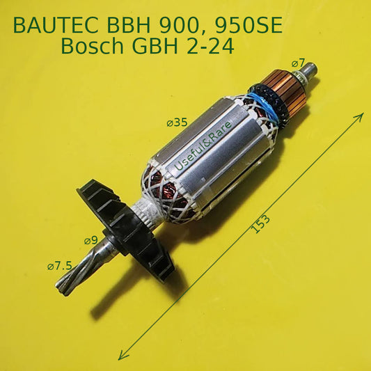 BAUTEC BBH 950SE, Bosch GBH 2-24 hammer drill motor armature d35 L153-118 t5