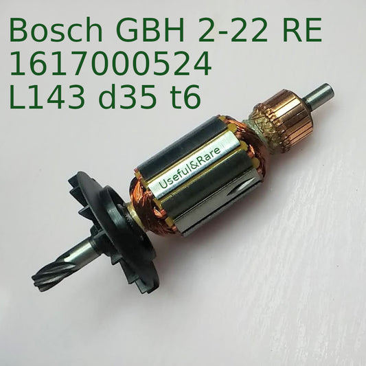 Hammer drill Bosch GBH 2-22 RE (1617000524) motor armature L143 d35 t6