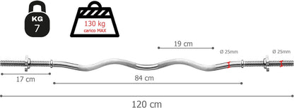 Toorx barbell W-like 120 cm 25 mm with screw locks (BCV-120)