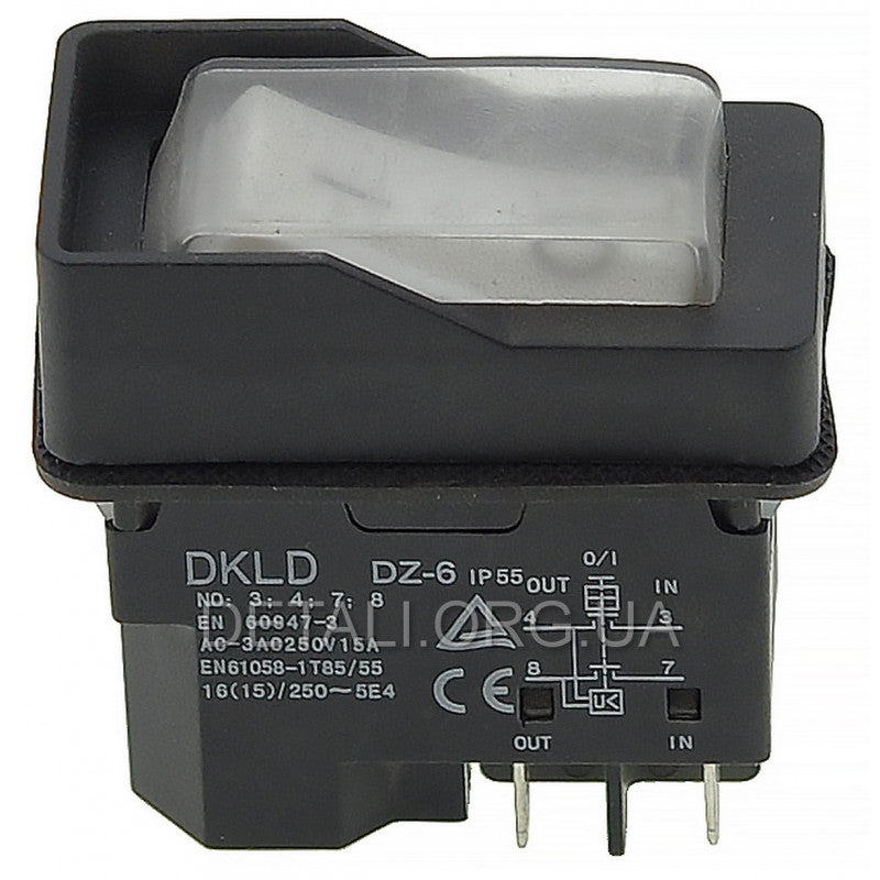 Кнопка рейсмусу JET JWP-12 4 контакти 15A із пружиною DKLD DZ-6