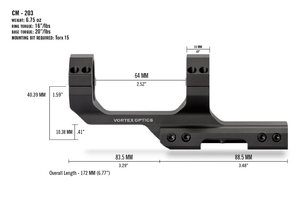 Vortex Cantilever Mount 30mm 3" Offset Rings (CM-203)